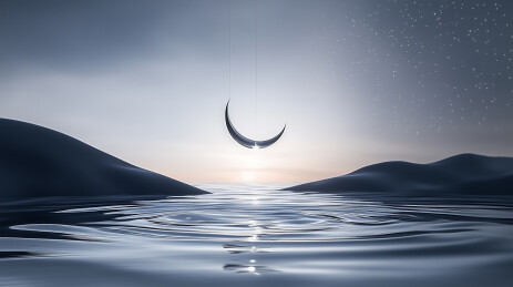 夜晚海面明月映波