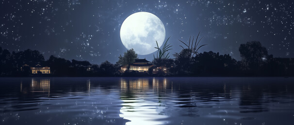 静谧月夜古典建筑