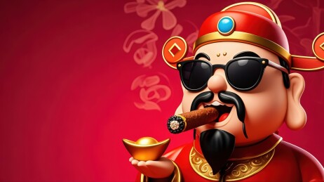 财神爷吸雪茄的卡通形象