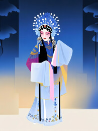 极简插画京剧旦角特写