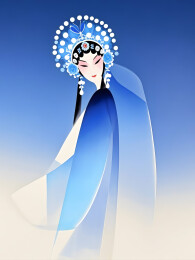 极简插画京剧旦角特写