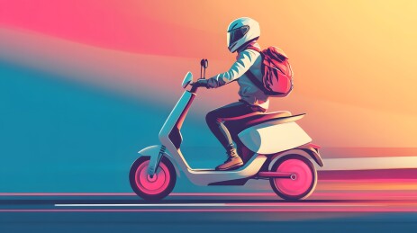 骑摩托车的人快速行驶