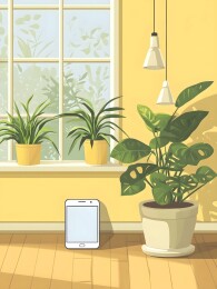 柔和光线下清新白屏手机