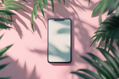 柔和光线下清新白屏手机