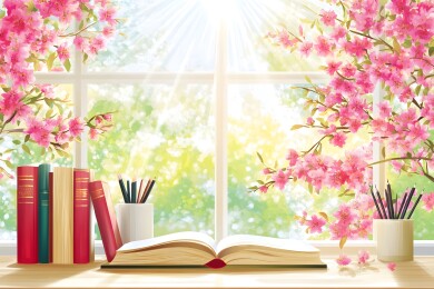 晨光中的书房与庭院