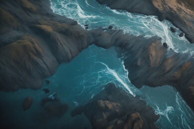 海岸悬崖与海浪主题