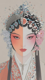 像素风京剧旦角头像特写