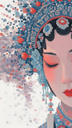 像素风京剧旦角头像特写