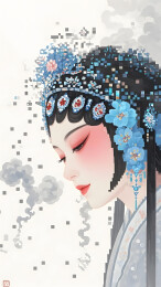 像素风京剧旦角头像特写