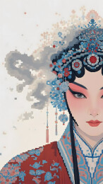 像素风京剧旦角头像特写