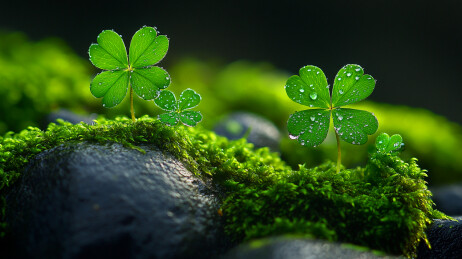 石头上的青苔和幸运草