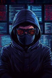 黑客在多屏前操作代码流动