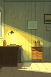 书房角落的柔和灯光