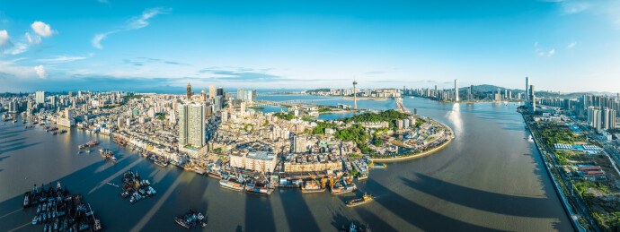 中国澳门城市风光鸟瞰全景
