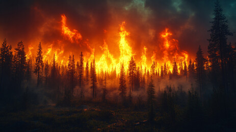 森林大火燃烧的壮丽景象