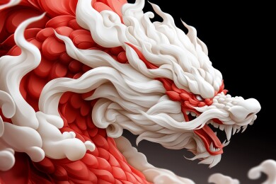 红白祥龙艺术图