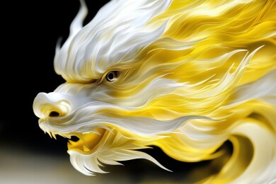 金色纸艺龙首雕塑