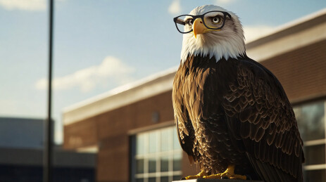 戴眼镜的雄伟白头鹰