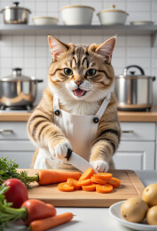 猫大厨切菜