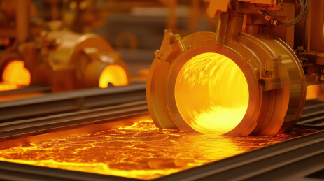 炼钢厂中的高温熔融金属