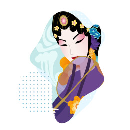 京剧古风女孩国风鲜花少女紫衣女孩花旦