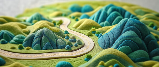蜿蜒道路与绿地景观