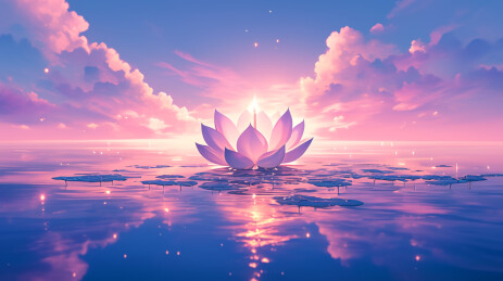 中元节河面上飘着的莲花灯