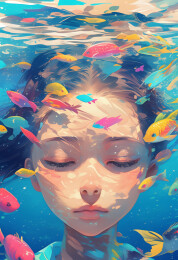 水下的女孩与鱼