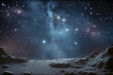 星空下的月球表面主题