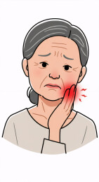 老人牙疼捂脸表情痛苦