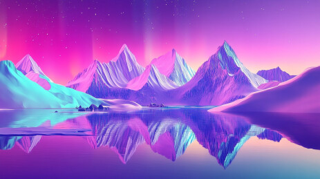 冬季北极地区夜晚的极光