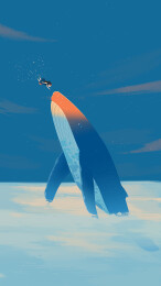 治愈系鲸鱼插画小场景