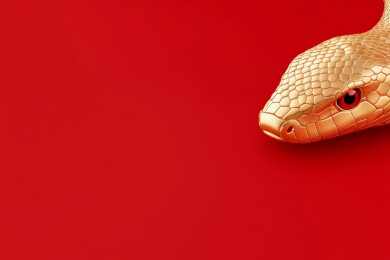 金色蛇头红色背景