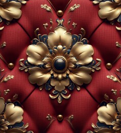 金色花纹红丝绒软包