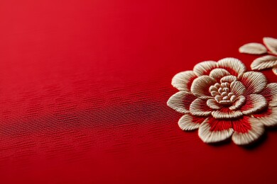 红色织锦花朵图案