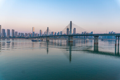 航拍长沙湘江银盆岭大桥城市夜景风光
