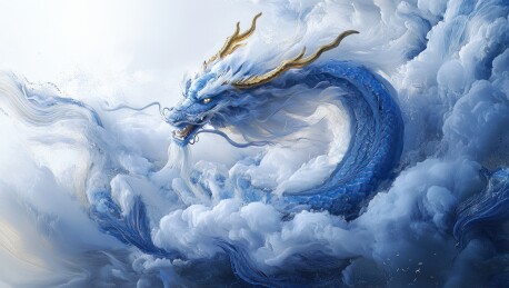 腾云驾雾的中国东方神龙插画