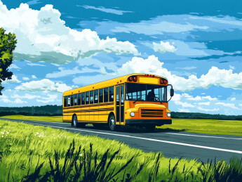 卡通黄色校车插画