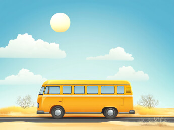 卡通黄色校车插画