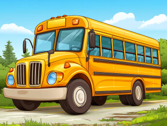 卡通黄色校车插画