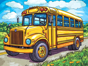卡通黄色校车插画