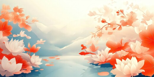 红白莲花相映成趣