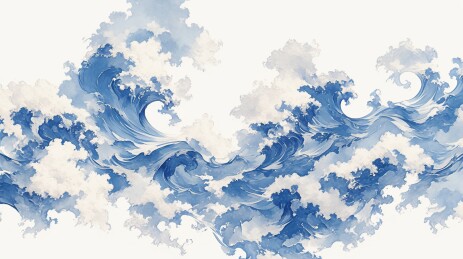 淡雅青花背景插画