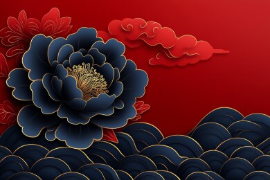 中国风花卉祥云纹理