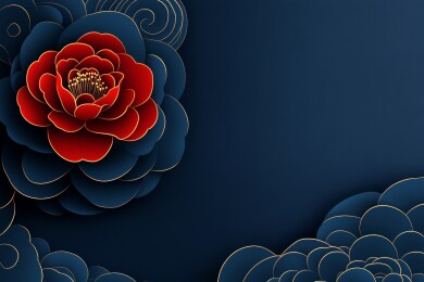 蓝色花卉祥云背景图