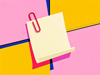 一张被回形针固定的便签纸文字框