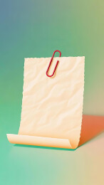 一张被回形针固定的便签纸文字框