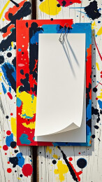 一张被回形针固定的便签纸文字框