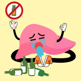 肝脏禁止喝酒扁平插画