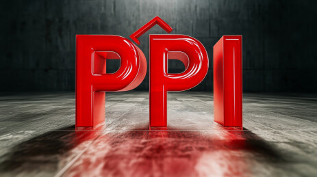 红色PPI标志在灰色背景中